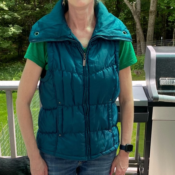 Laura Scott Teal Blue / Green Puffer Vest Zip Up Large - Picture 14 of 16